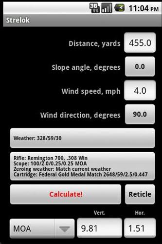 Strelok. Ballistic calculator
