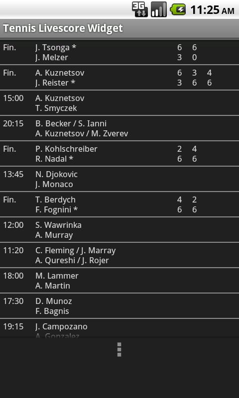 Tennis Livescore Widget