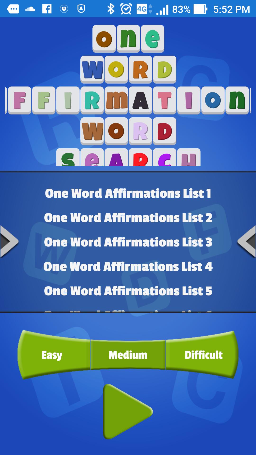 One Word Affirmations Word Sea